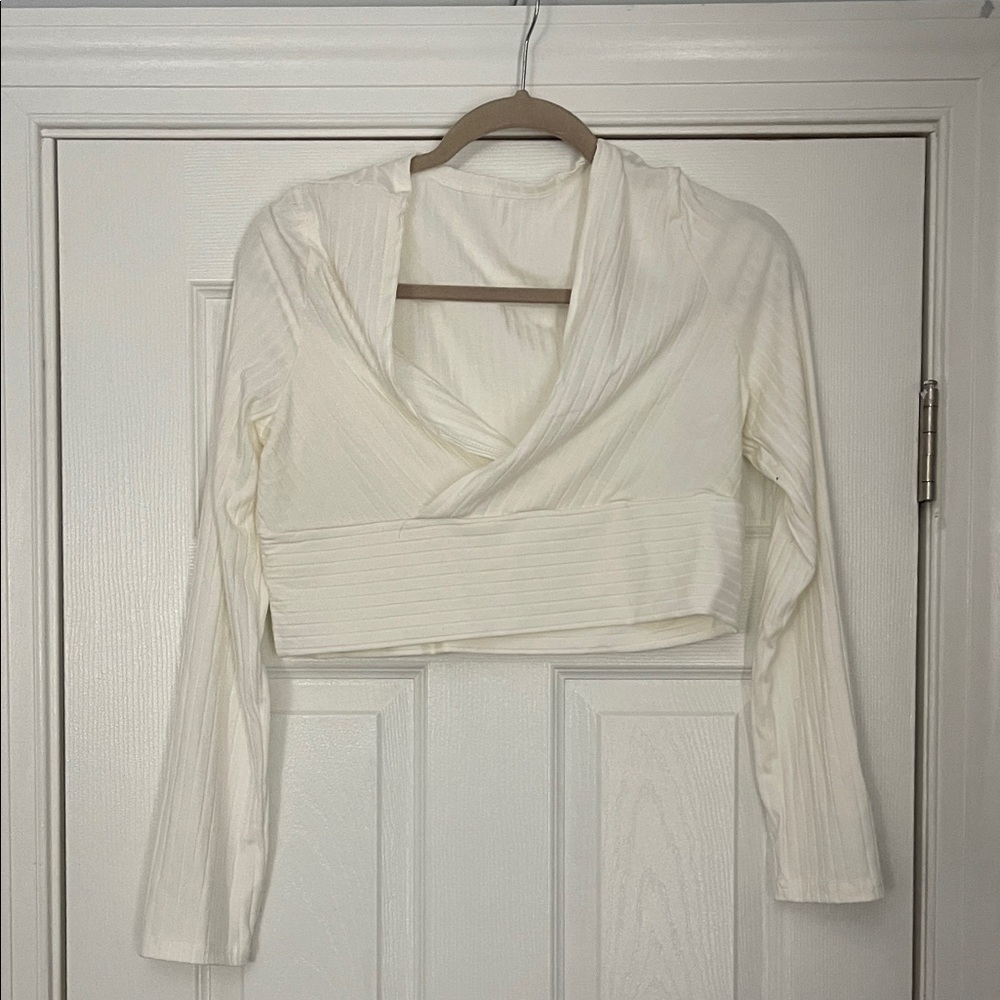 Elegant White Wrap Crop Top